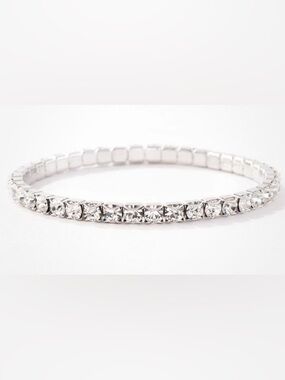 Touchstone Crystal Silver-Tone Crystal Stretch Bracelet